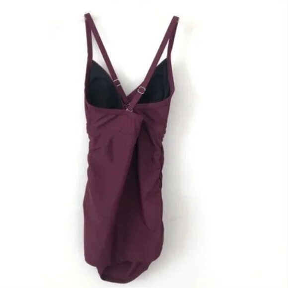 Pinkblush Maternity Plum Wrap Front Tankini + Bikini Bottoms Bathing Suit Set S - Picture 6 of 10
